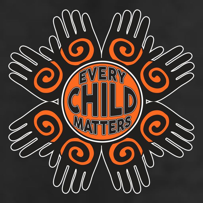 Every Child Matters Native American Hand Pattern Crop Fleece Hoodie