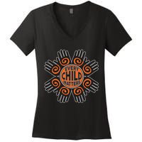 Every Child Matters Native American Hand Pattern Women's V-Neck T-Shirt