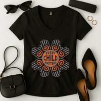 Every Child Matters Native American Hand Pattern Women's V-Neck T-Shirt