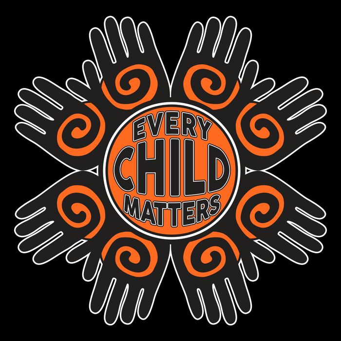Every Child Matters Native American Hand Pattern Women's V-Neck T-Shirt