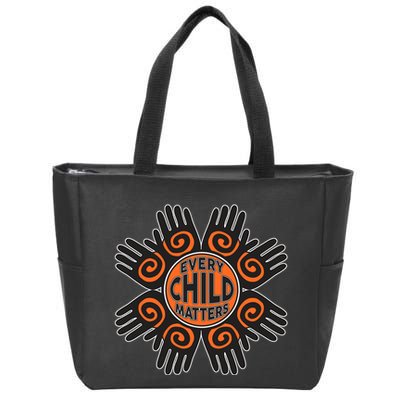 Every Child Matters Native American Hand Pattern Zip Tote Bag