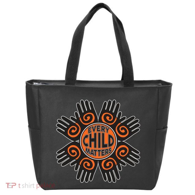 Every Child Matters Native American Hand Pattern Zip Tote Bag