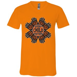 Every Child Matters Native American Hand Pattern V-Neck T-Shirt