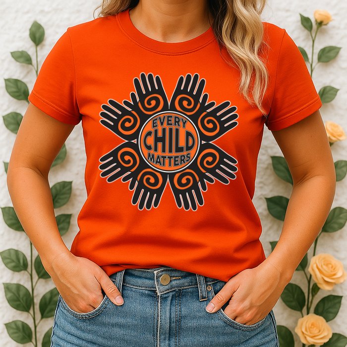 Every Child Matters Native American Hand Pattern Womens T-Shirt