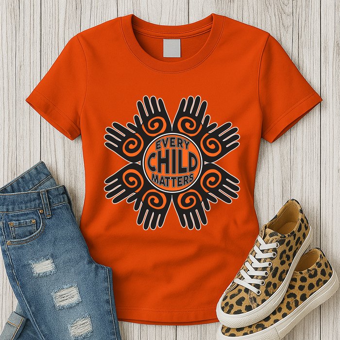 Every Child Matters Native American Hand Pattern Womens T-Shirt