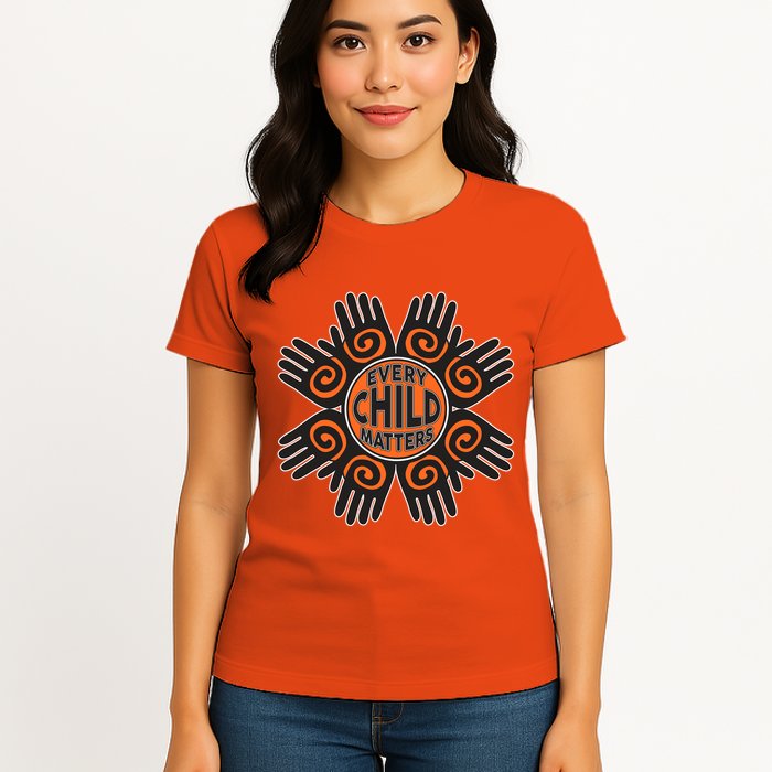 Every Child Matters Native American Hand Pattern Womens T-Shirt