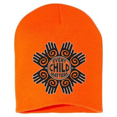 Every Child Matters Native American Hand Pattern Short Acrylic Beanie