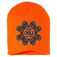 Every Child Matters Native American Hand Pattern Short Acrylic Beanie