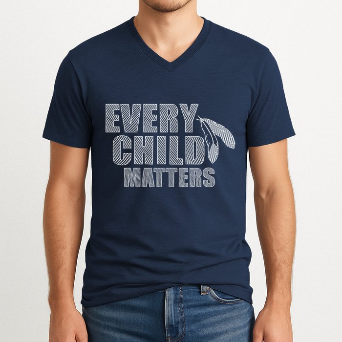 Every Child Matters Sketchy Pattern V-Neck T-Shirt
