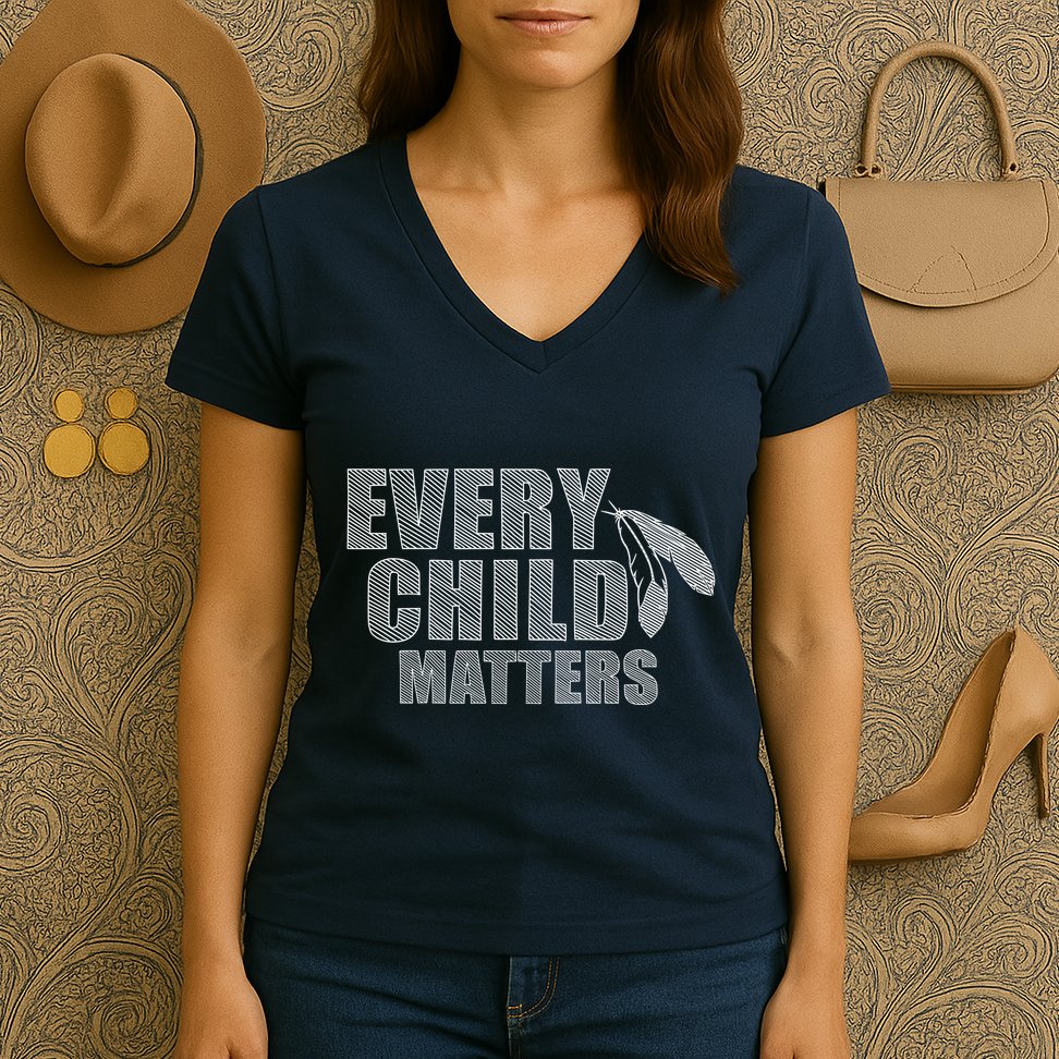 Every Child Matters Sketchy Pattern Women's V-Neck T-Shirt