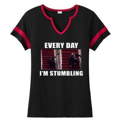 Every Day I'm stumbling Funny Biden Ladies Halftime Notch Neck Tee