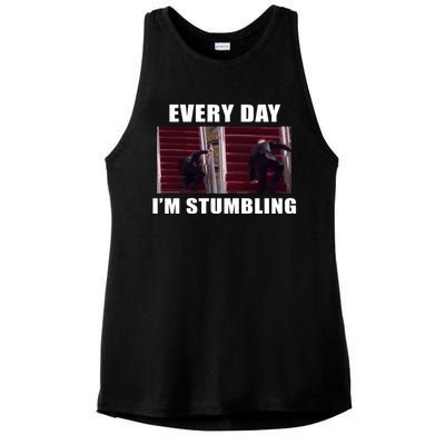 Every Day I'm stumbling Funny Biden Ladies PosiCharge Tri-Blend Wicking Tank