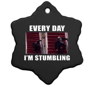 Every Day I'm stumbling Funny Biden Ceramic Star Ornament