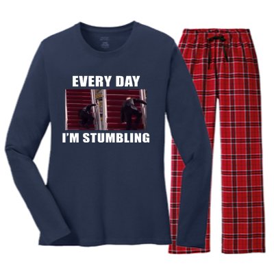 Every Day I'm stumbling Funny Biden Women's Long Sleeve Flannel Pajama Set 