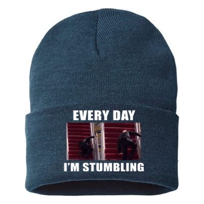 Every Day I'm stumbling Funny Biden Sustainable Knit Beanie