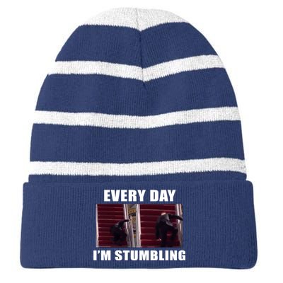 Every Day I'm stumbling Funny Biden Striped Beanie with Solid Band