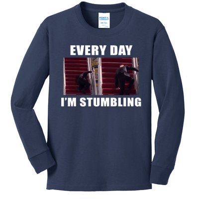 Every Day I'm stumbling Funny Biden Kids Long Sleeve Shirt