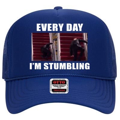 Every Day I'm stumbling Funny Biden High Crown Mesh Back Trucker Hat