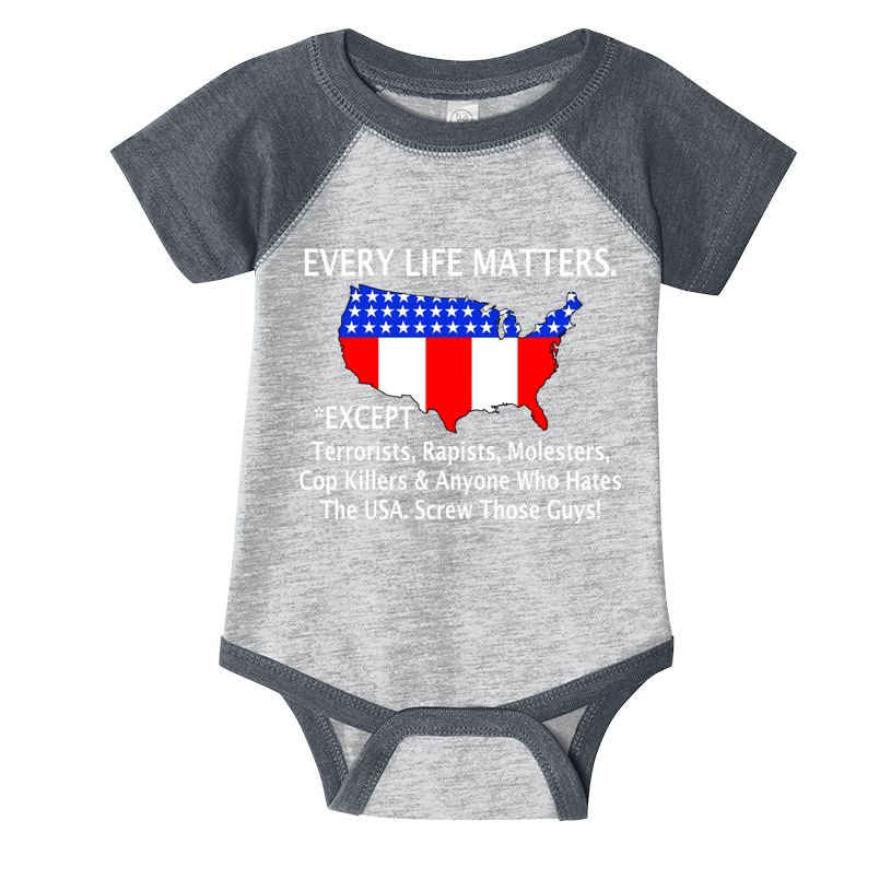Every Life Maters Except Infant Baby Jersey Bodysuit