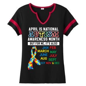 Every Month Is Autism Month Ladies Halftime Notch Neck Tee