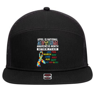 Every Month Is Autism Month 7 Panel Mesh Trucker Snapback Hat