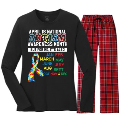 Every Month Is Autism Month Women's Long Sleeve Flannel Pajama Set 