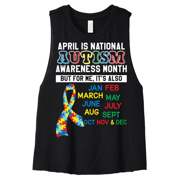 Every Month Is Autism Month Women's Racerback Cropped Tank