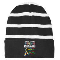 Every Month Is Autism Month Striped Beanie with Solid Band