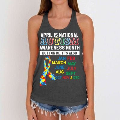 Every Month Is Autism Month Women's Knotted Racerback Tank