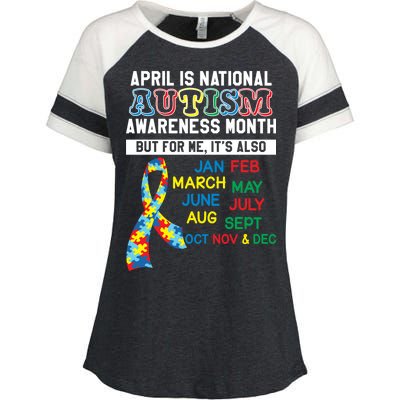 Every Month Is Autism Month Enza Ladies Jersey Colorblock Tee