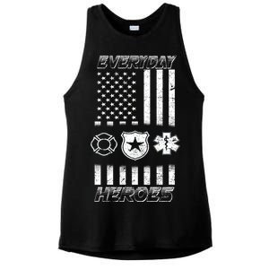 Everyday Heroes Firefighters  EMT Police Ladies PosiCharge Tri-Blend Wicking Tank