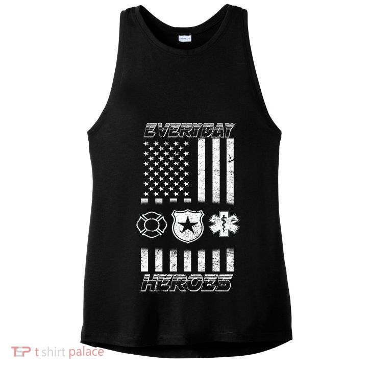 Everyday Heroes Firefighters  EMT Police Ladies PosiCharge Tri-Blend Wicking Tank
