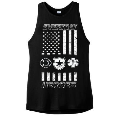 Everyday Heroes Firefighters  EMT Police Ladies PosiCharge Tri-Blend Wicking Tank