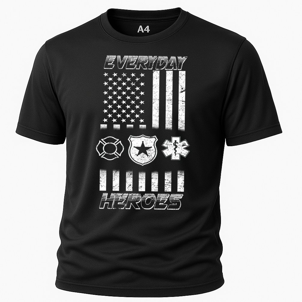 Everyday Heroes Firefighters  EMT Police Cooling Performance Crew T-Shirt