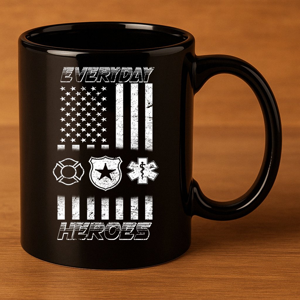 Everyday Heroes Firefighters  EMT Police 11oz C Handle Ceramic Mug