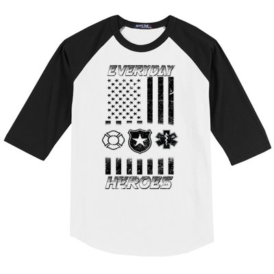 Everyday Heroes Firefighters  EMT Police Baseball Sleeve Shirt