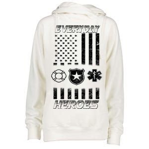 Everyday Heroes Firefighters  EMT Police Womens Funnel Neck Pullover Hood