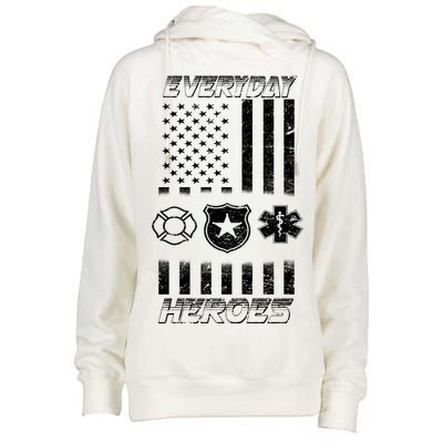 Everyday Heroes Firefighters  EMT Police Womens Funnel Neck Pullover Hood