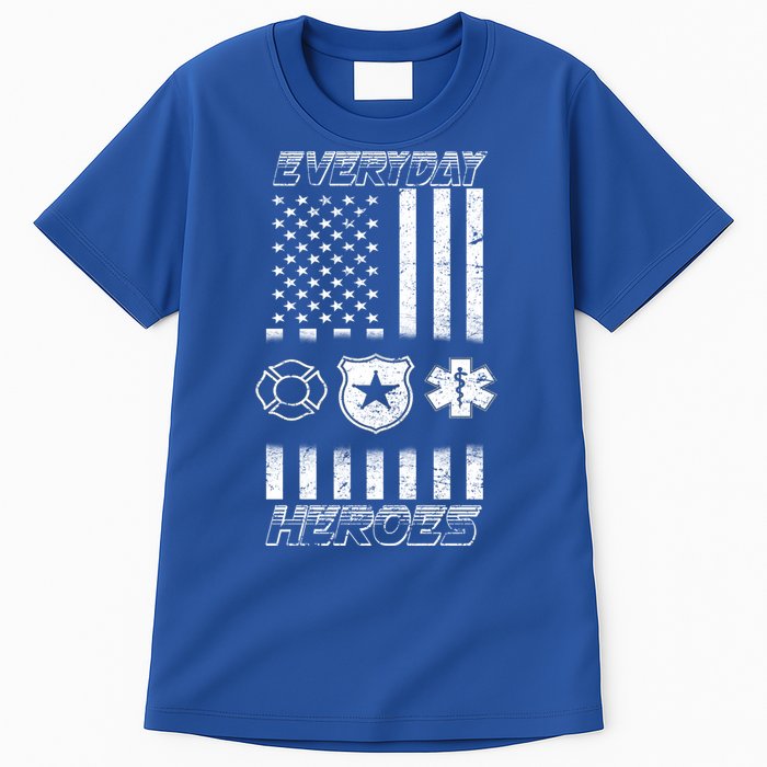 Everyday Heroes Firefighters  EMT Police Tall T-Shirt