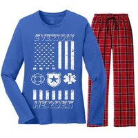 Everyday Heroes Firefighters  EMT Police Women's Long Sleeve Flannel Pajama Set 