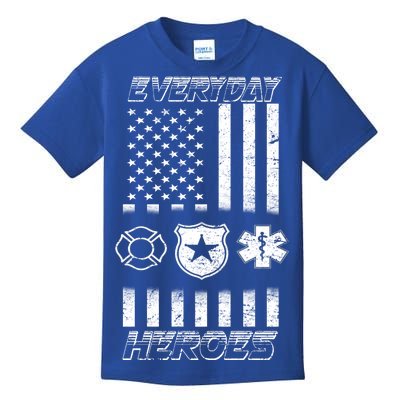 Everyday Heroes Firefighters  EMT Police Kids T-Shirt