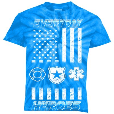 Everyday Heroes Firefighters  EMT Police Kids Tie-Dye T-Shirt