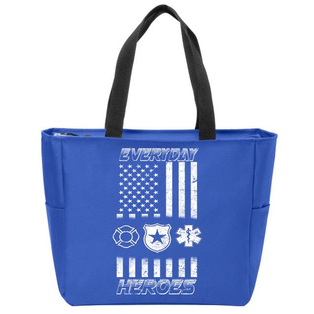 Everyday Heroes Firefighters  EMT Police Zip Tote Bag