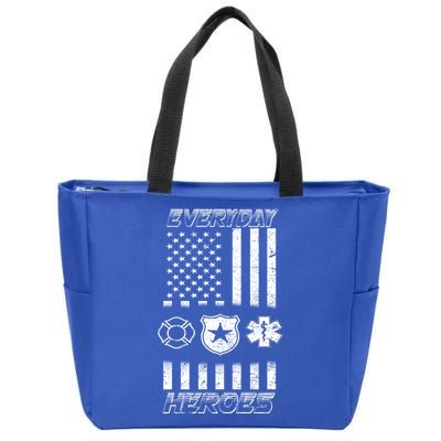 Everyday Heroes Firefighters  EMT Police Zip Tote Bag