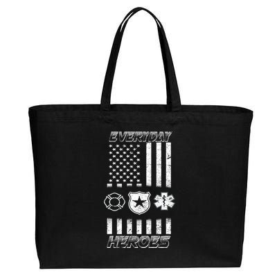 Everyday Heroes Firefighters  EMT Police Cotton Canvas Jumbo Tote