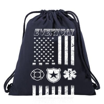 Everyday Heroes Firefighters  EMT Police Drawstring Bag