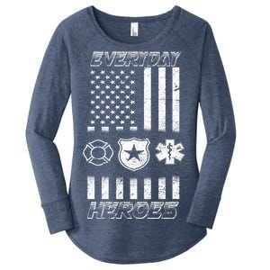 Everyday Heroes Firefighters  EMT Police Women's Perfect Tri Tunic Long Sleeve Shirt