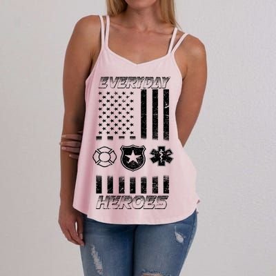 Everyday Heroes Firefighters  EMT Police Women's Strappy Tank