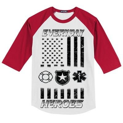 Everyday Heroes Firefighters  EMT Police Kids Colorblock Raglan Jersey