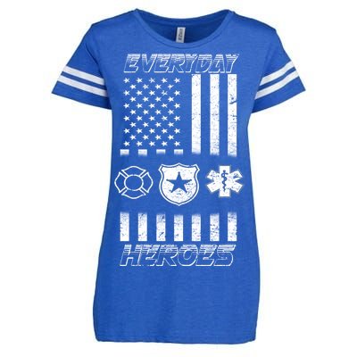 Everyday Heroes Firefighters  EMT Police Enza Ladies Jersey Football T-Shirt